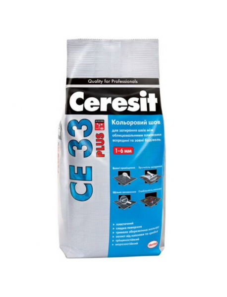 Церезит (Ceresit) CE 33 Затирка Комфорт 04 Серебристо  Серая, 2 кг
